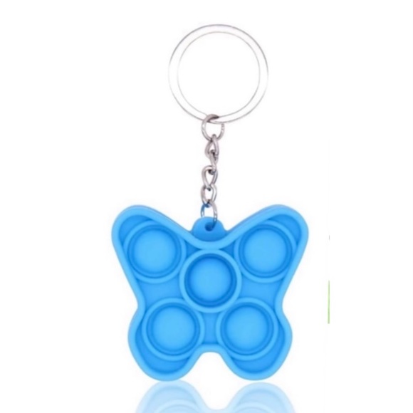 Blue Butterfly Fidget Pop Silicone soft keychain NEW - Picture 1 of 4